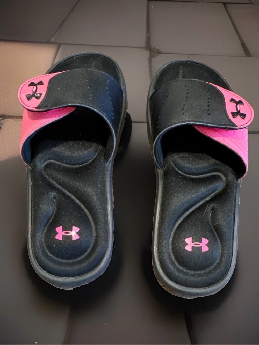 Under Armour Women’s Black & Pink Adjustable Slide Sandals